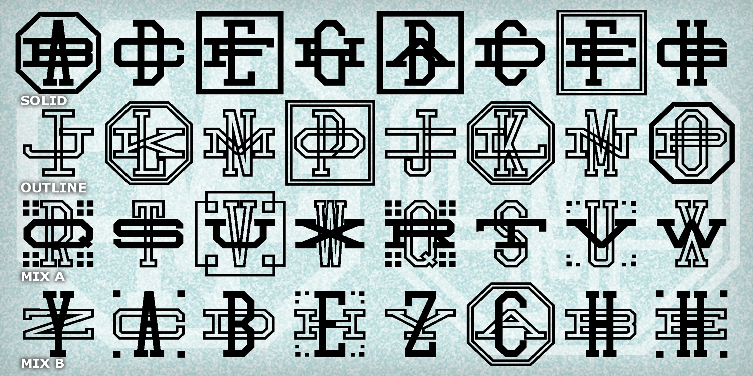 Collegiate Monograms Two Font Family Poster