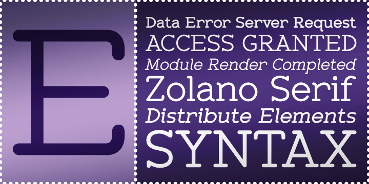 Zolano Serif BTN Font Family Poster