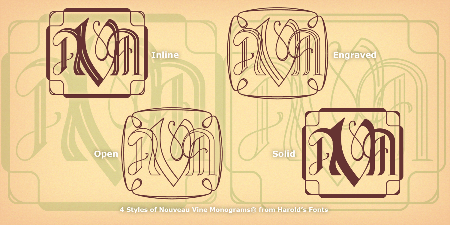 Nouveau Vine Monograms Font Poster #2