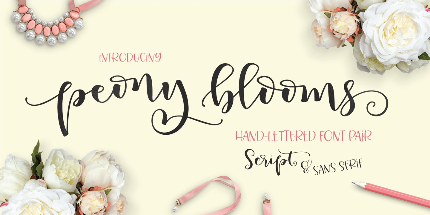 Peony Blooms Font Poster #1