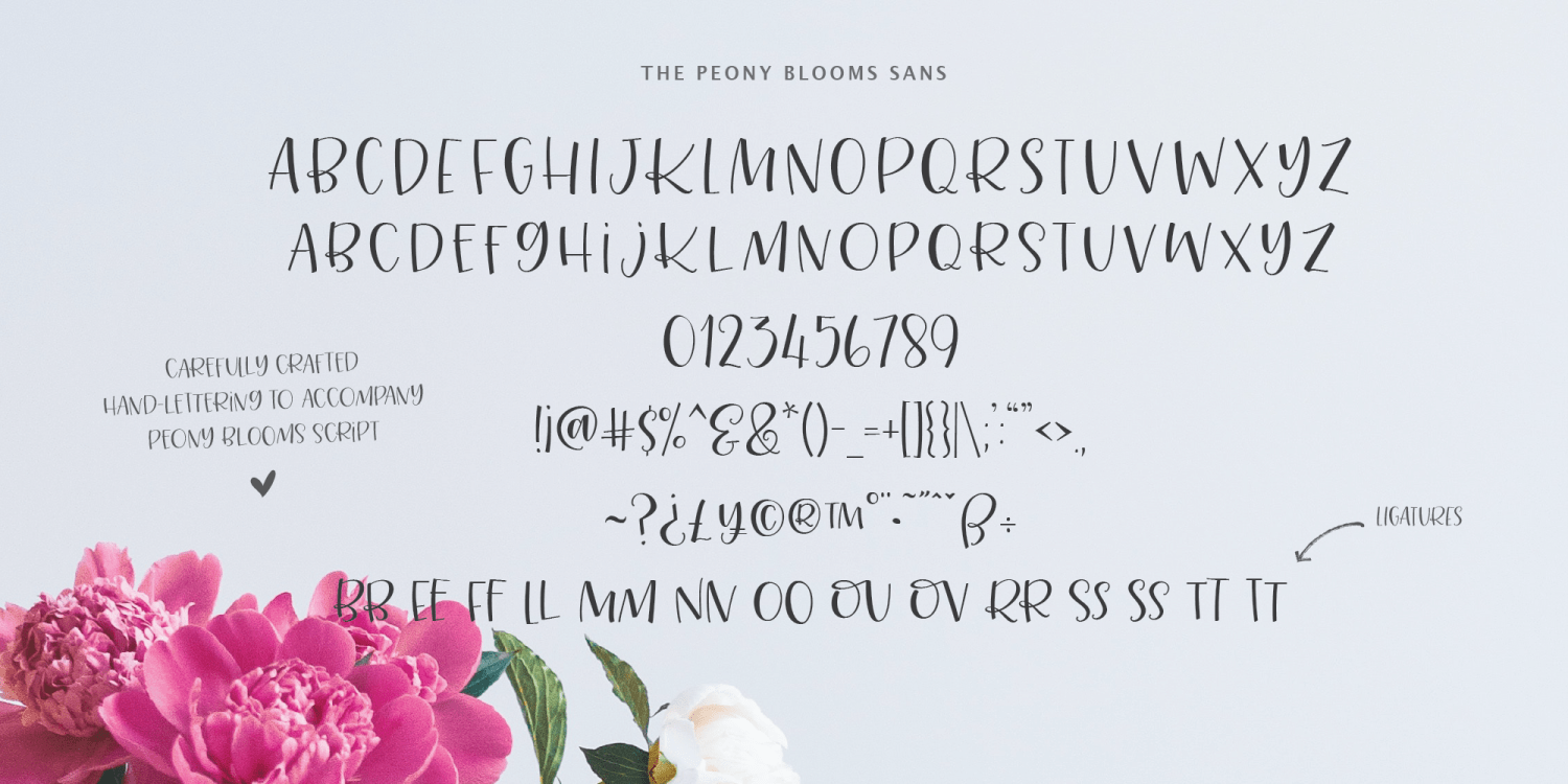 Peony Blooms Font Poster #10