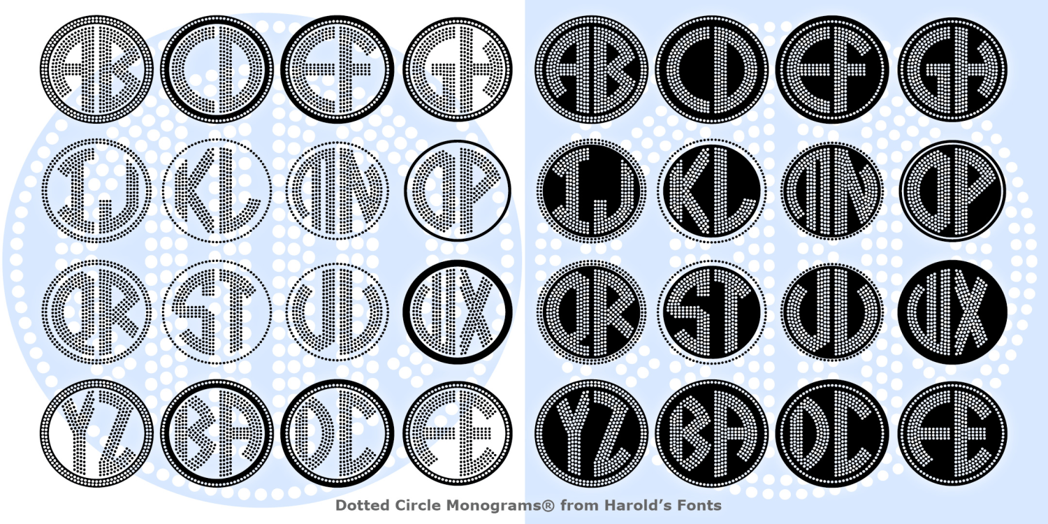 Dotted Circle Monograms Font Family Poster