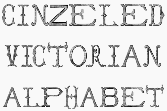 Cinzeled Victorian Alphabet Font Poster #1