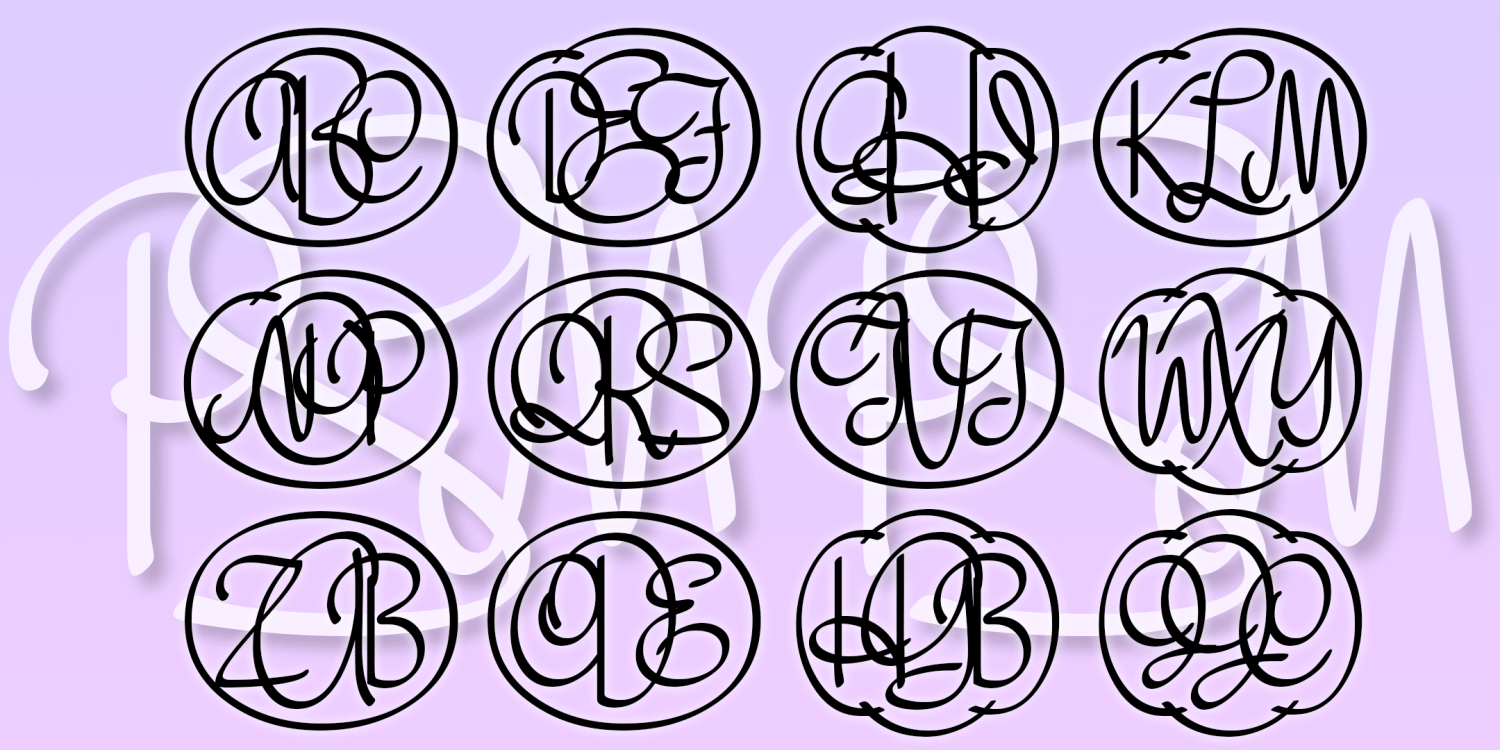 Pen Script Monograms Font Family Poster