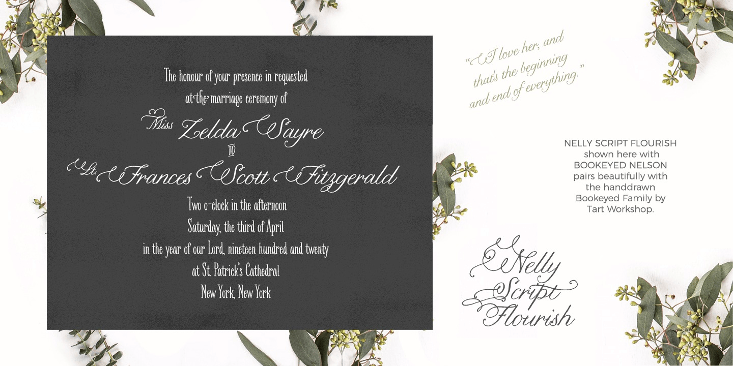 Nelly Script Flourish Font Poster #1
