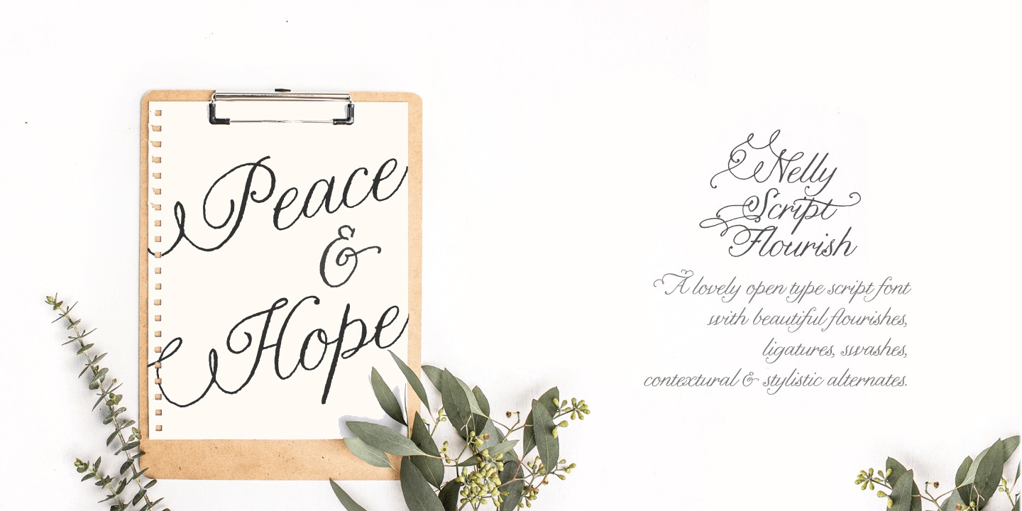 Nelly Script Flourish Font Poster #1