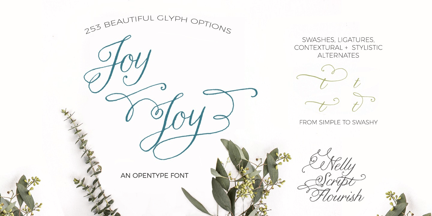Nelly Script Flourish Font Poster #1