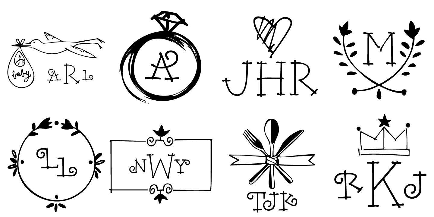 Rae's Monogram Complete Family Font Poster #1