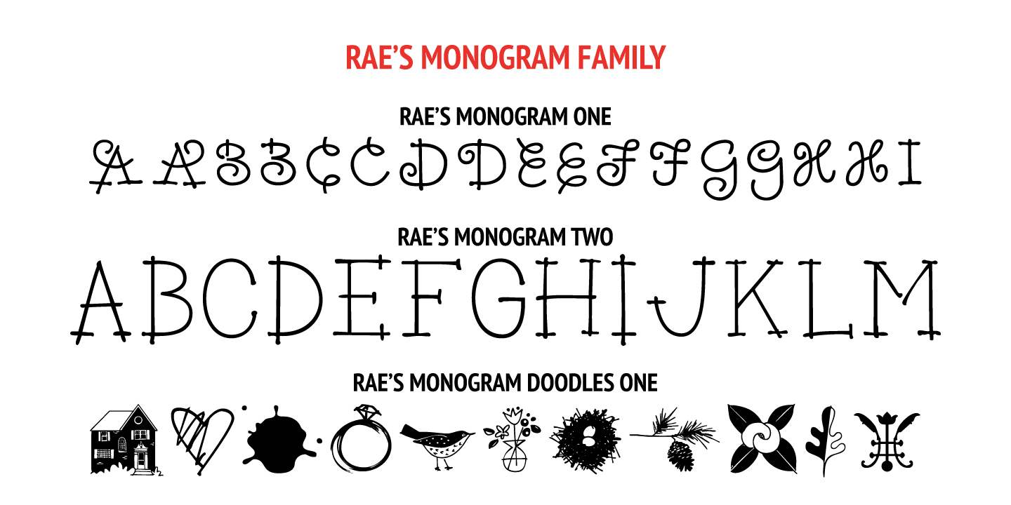 Rae's Monogram Complete Family Font Poster #1