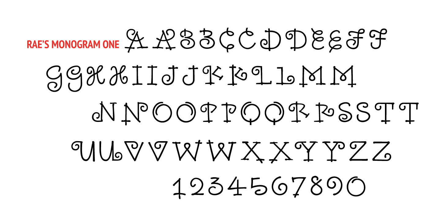 Rae's Monogram Complete Family Font Poster #1