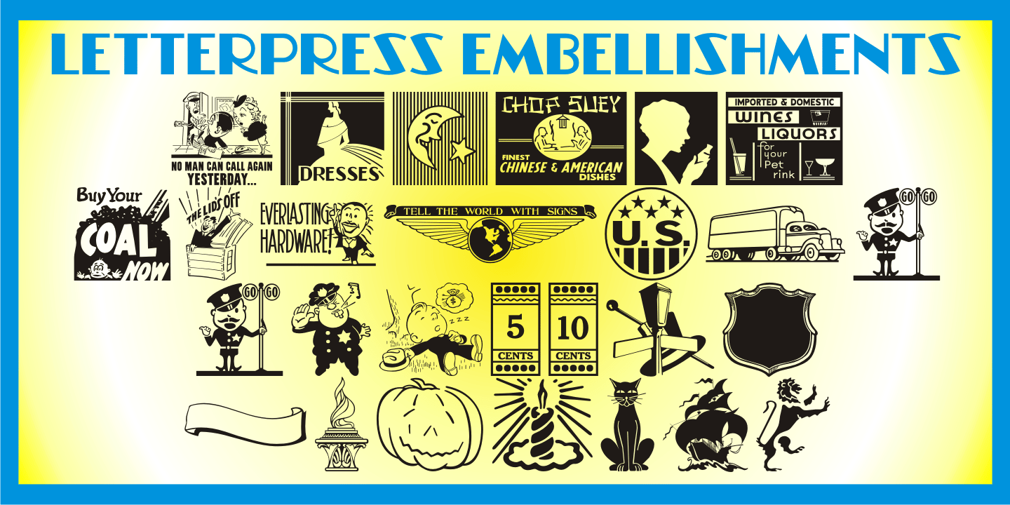 Letterpress Embellishments Font Poster #1