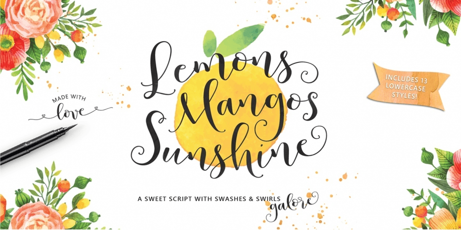 Lemons Mangos Sunshine Font Poster #1