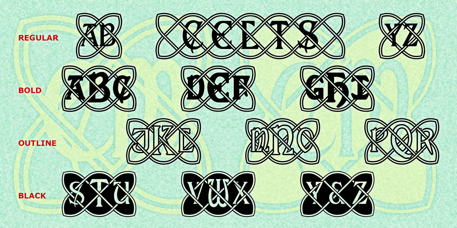 Celtic Knot Monograms Font Family Poster