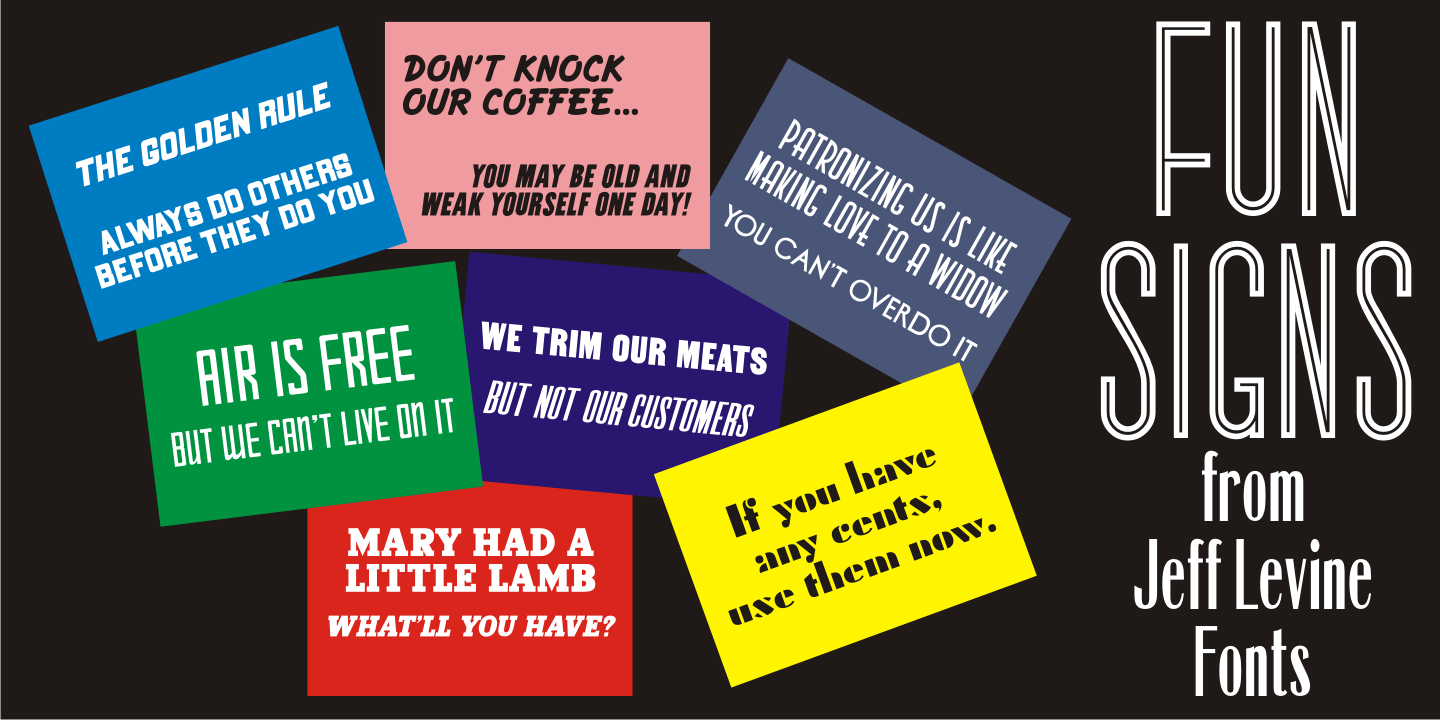 Fun Sign Letters Fun Signs | Font Family by Jeff Levine Fonts