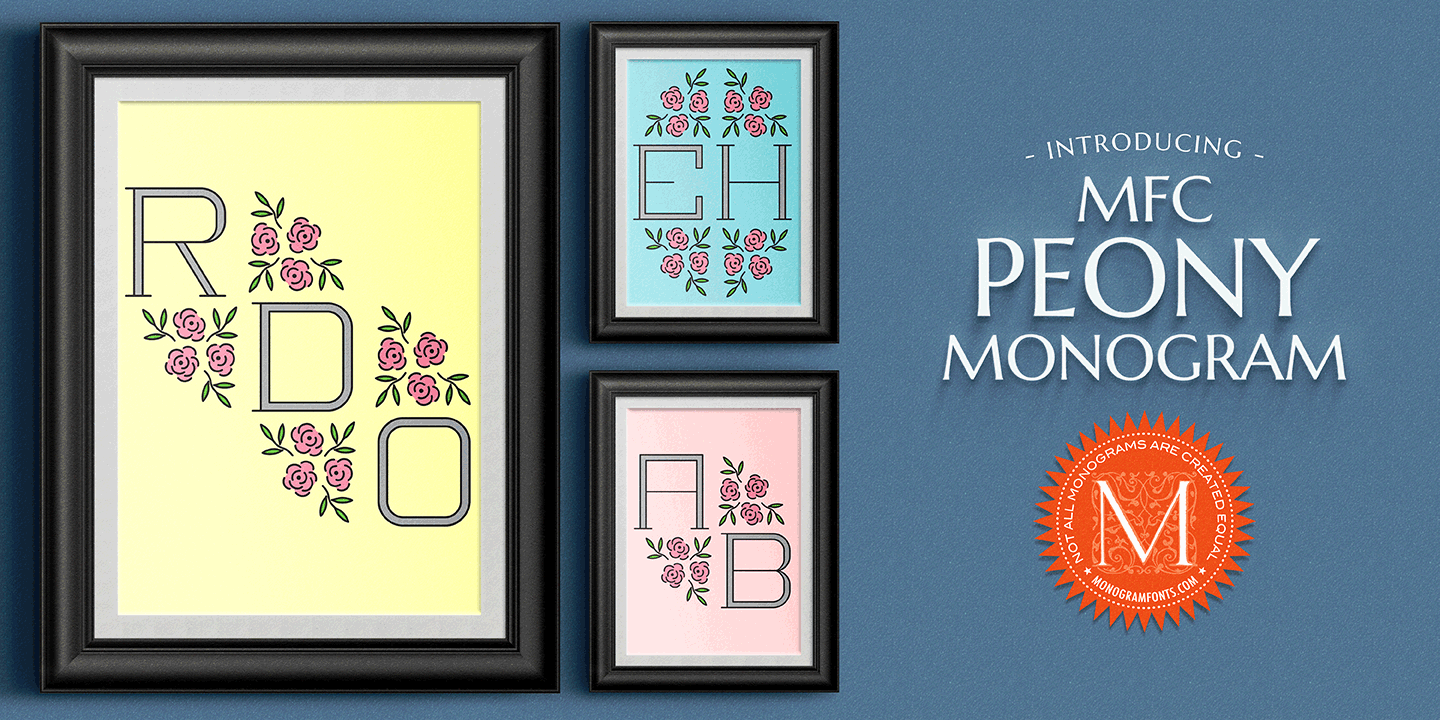 Peony Monogram Font Poster #1