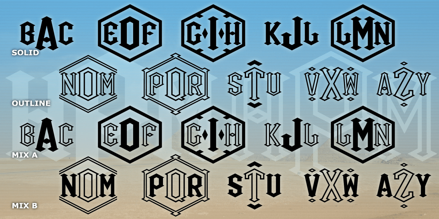 Pyramid Monograms Font Family Poster