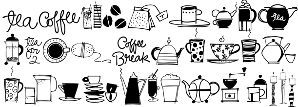 Coffee and Tea Doodles Poster