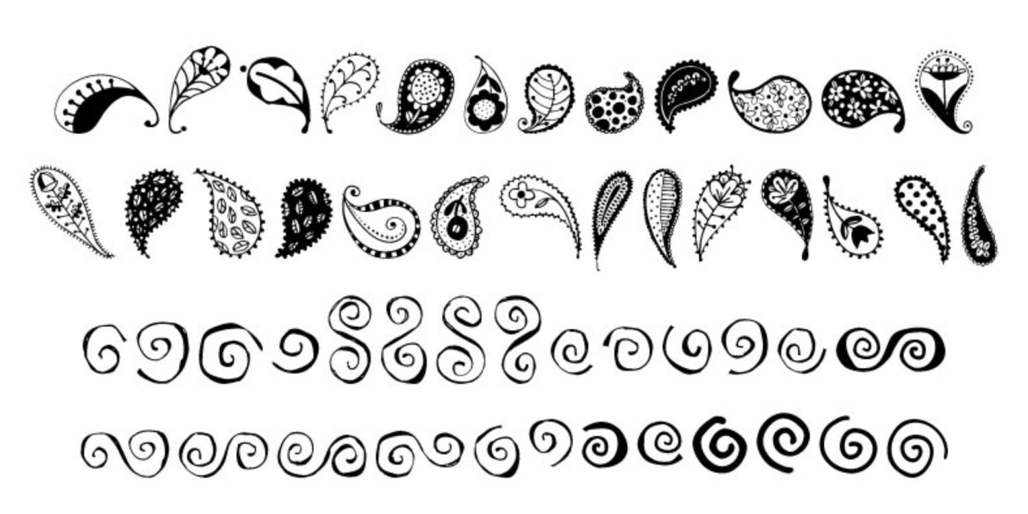 Paisley and Swirl Doodles Font Poster #1