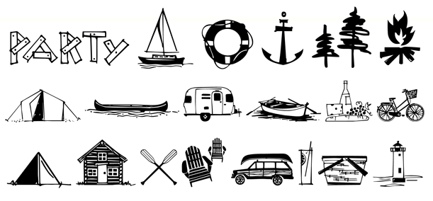 Lake Vacation Doodles Poster