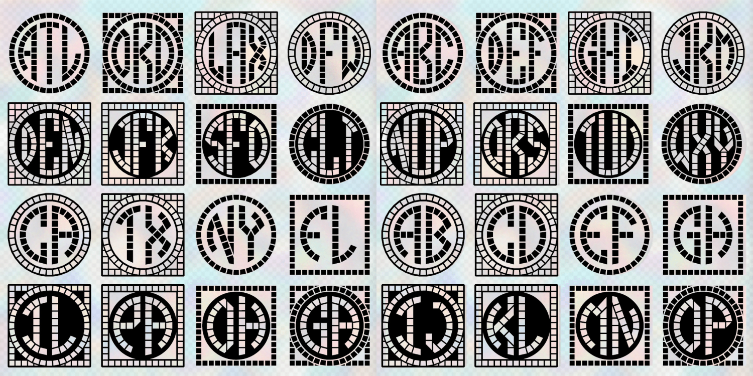 Mosaic Monograms Font Family Poster