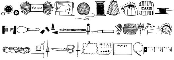 Knitting and Sewing Doodles Poster