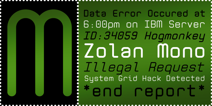 Zolan Mono BTN Font Family Poster