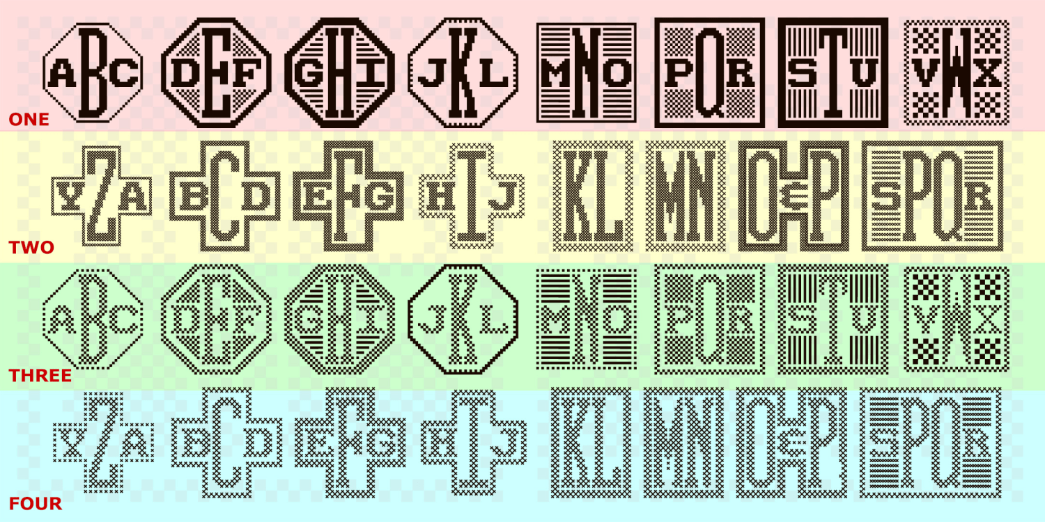 Needlepoint Monograms Font Family Poster