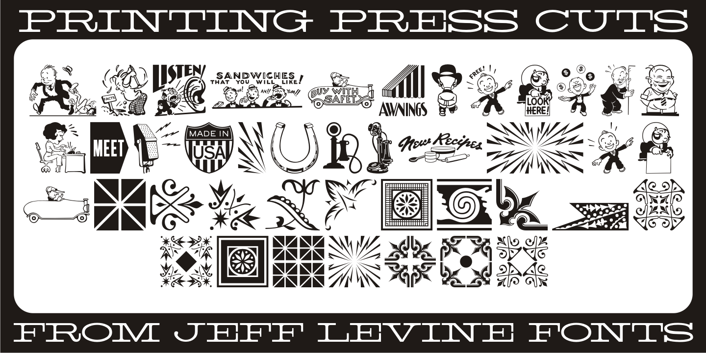 Printing Press Cuts Font Family Poster