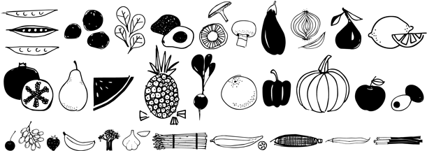 Fruit and Veggie Doodles Poster