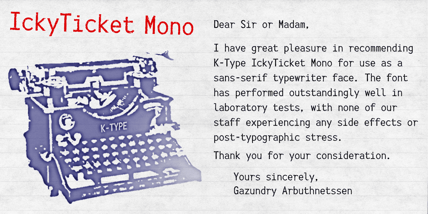 IckyTicket Mono Font Poster #1