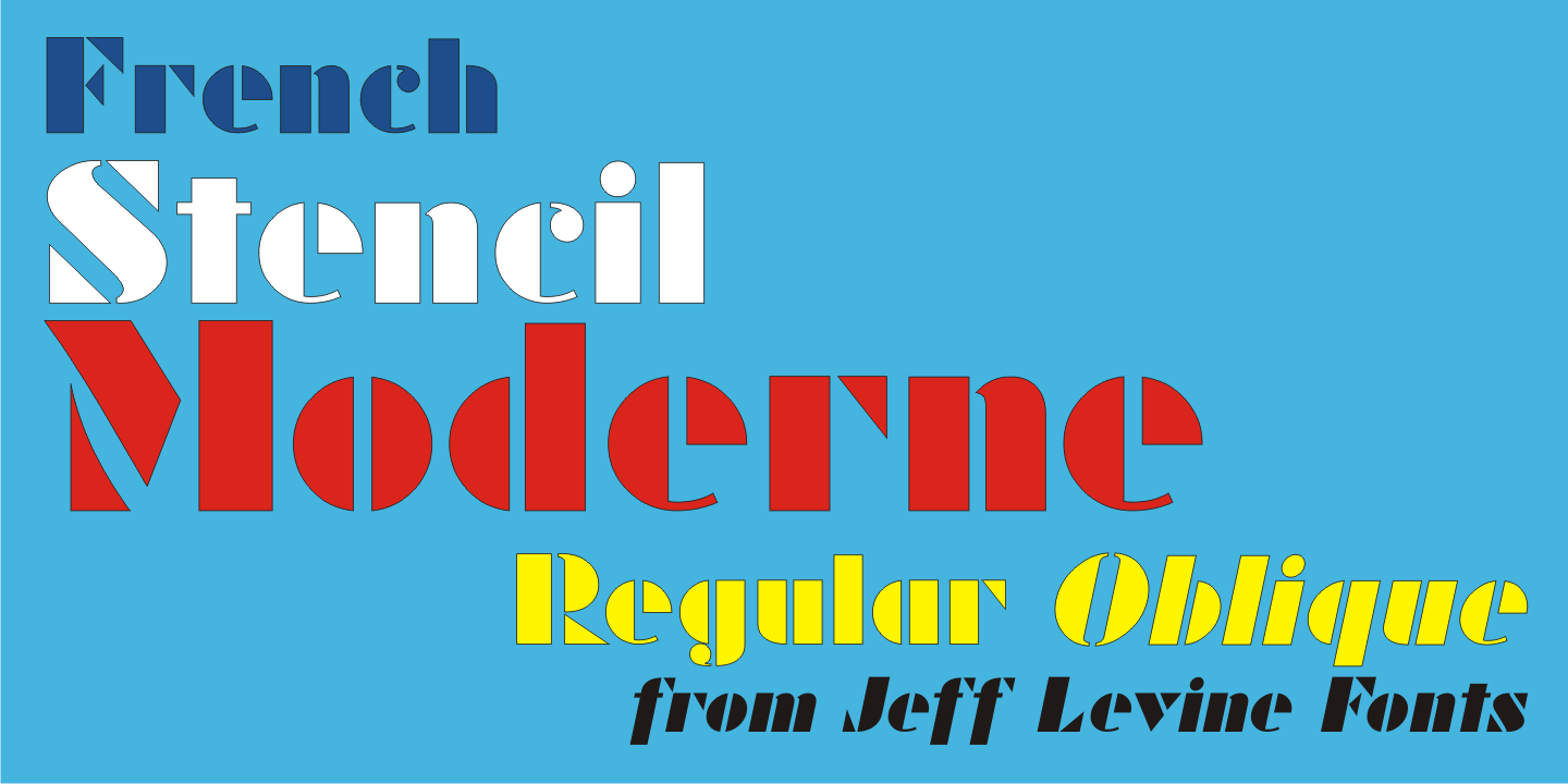 French Stencil Moderne Font Family by Jeff Levine Fonts | Font Bros