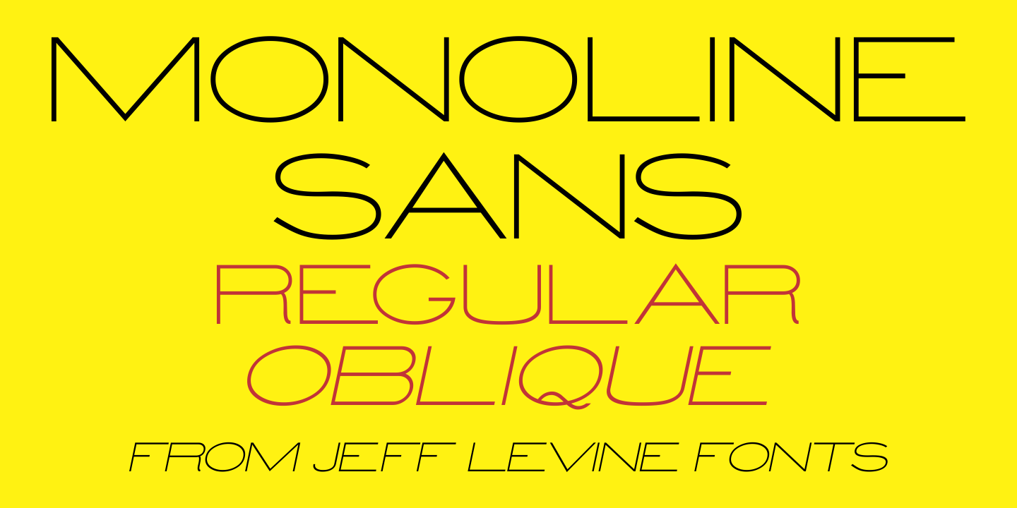 Monoline Text Example Monoline Sans Font Family by Jeff Levine Fonts | Font Bros