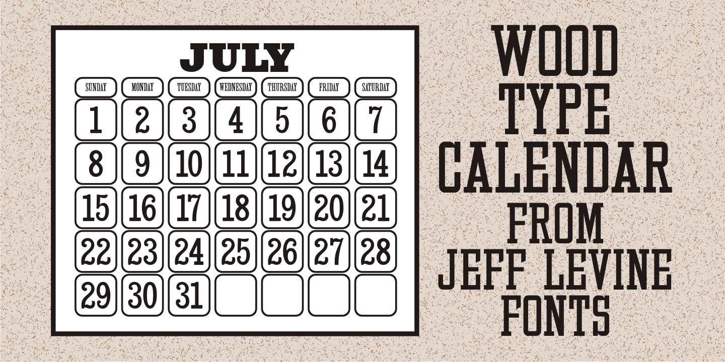 Wood Type Calendar Font Poster #1