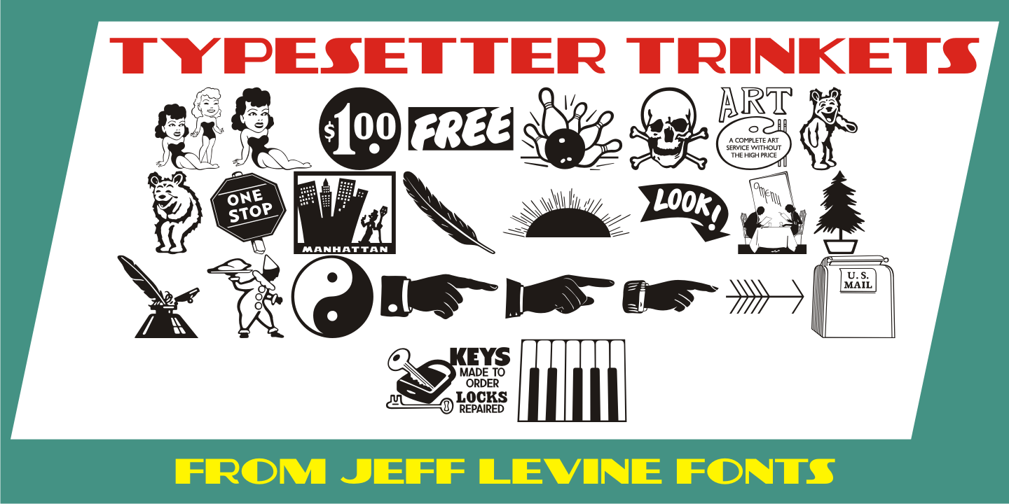 Typesetter Trinkets Font Family Poster