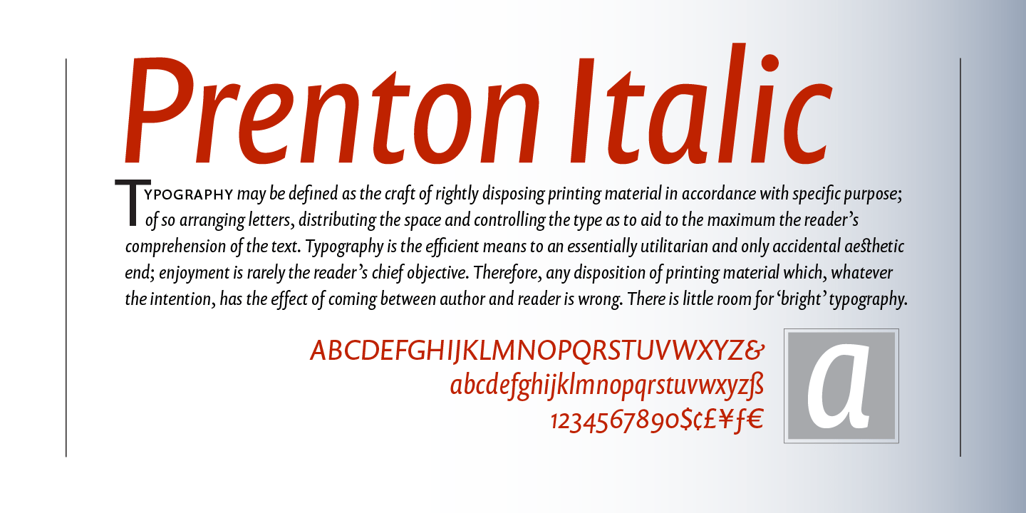 Prenton Regular & Italic Font Poster #1