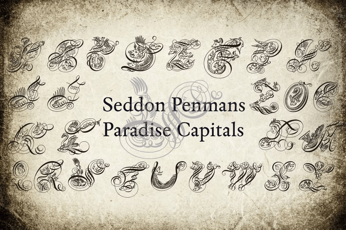 Seddon Penmans Paradise Capitals Font Family Poster
