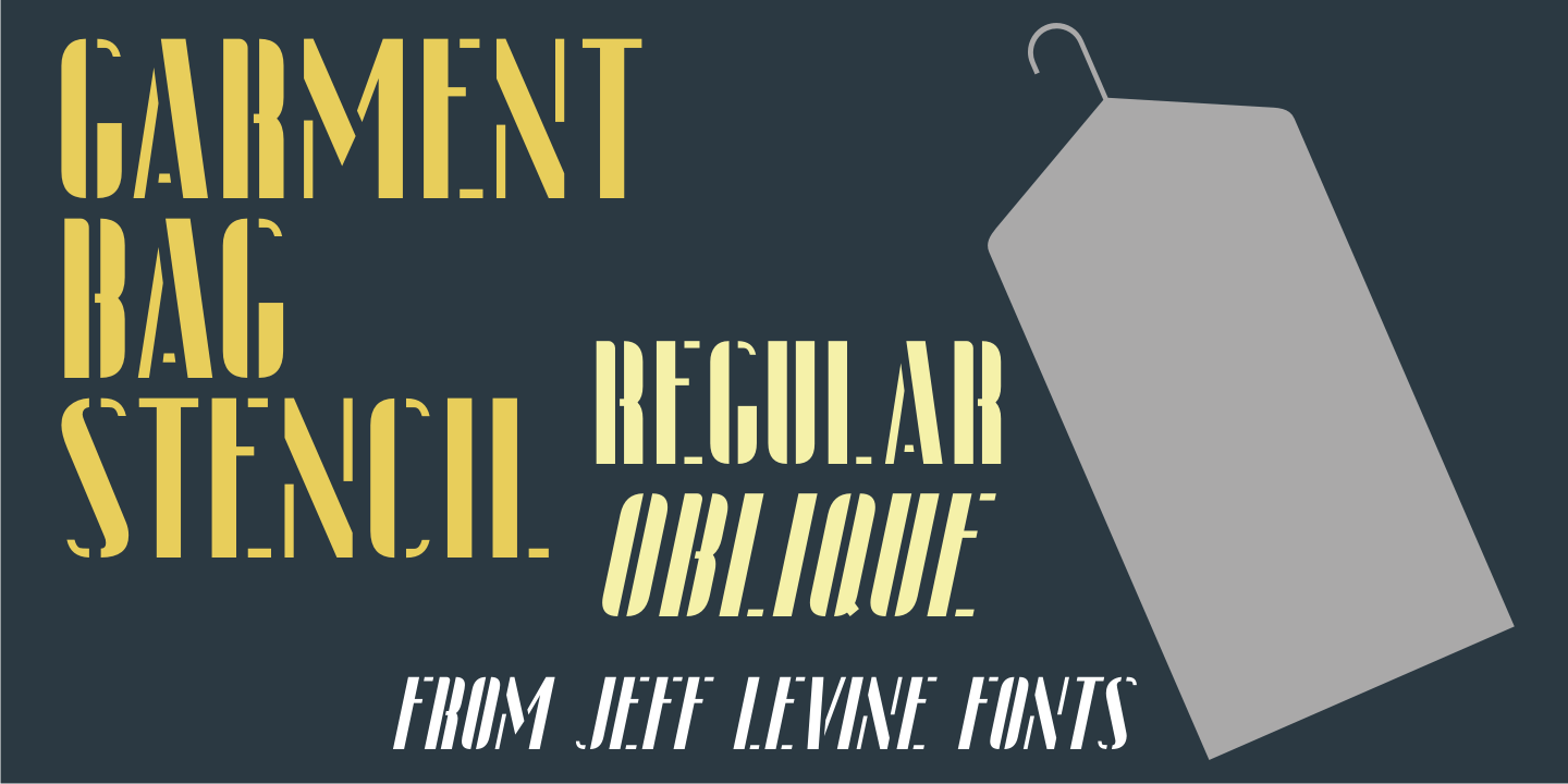 Garment Bag Stencil Font Family Poster