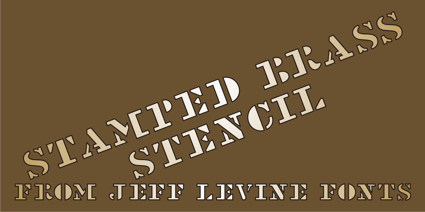 Stamped Brass Stencil Font Family Poster