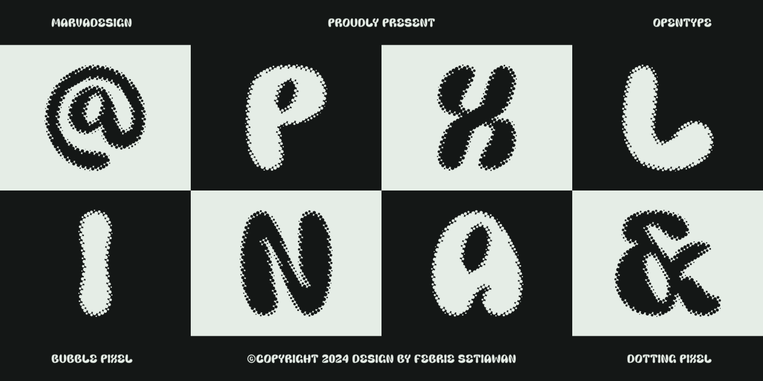 Marva Bubblo Pixel Font Poster #1