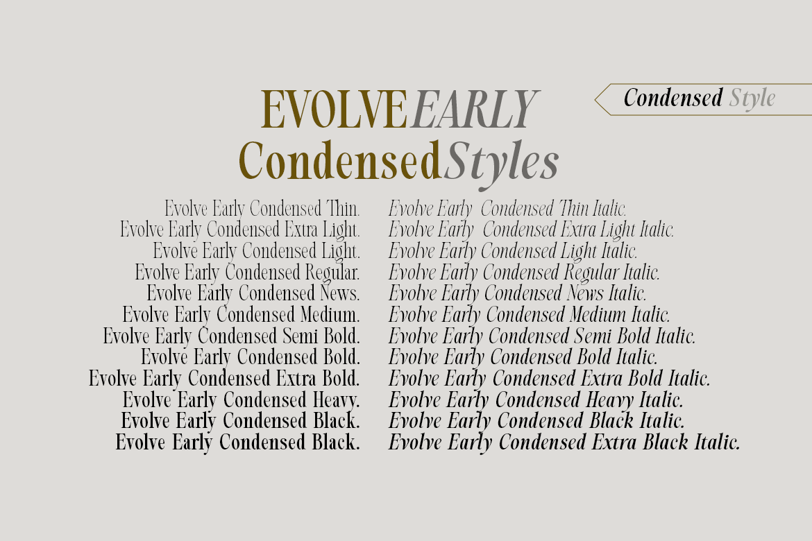 Evolve Early Condensed Font Poster #4