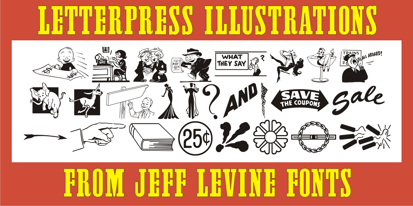 Letterpress Illustrations Font Family Poster