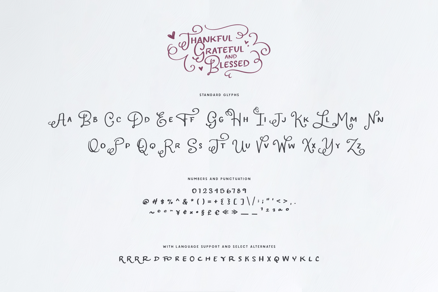 Grateful Thankful & Blessed Type + Dingbats Font Poster #1