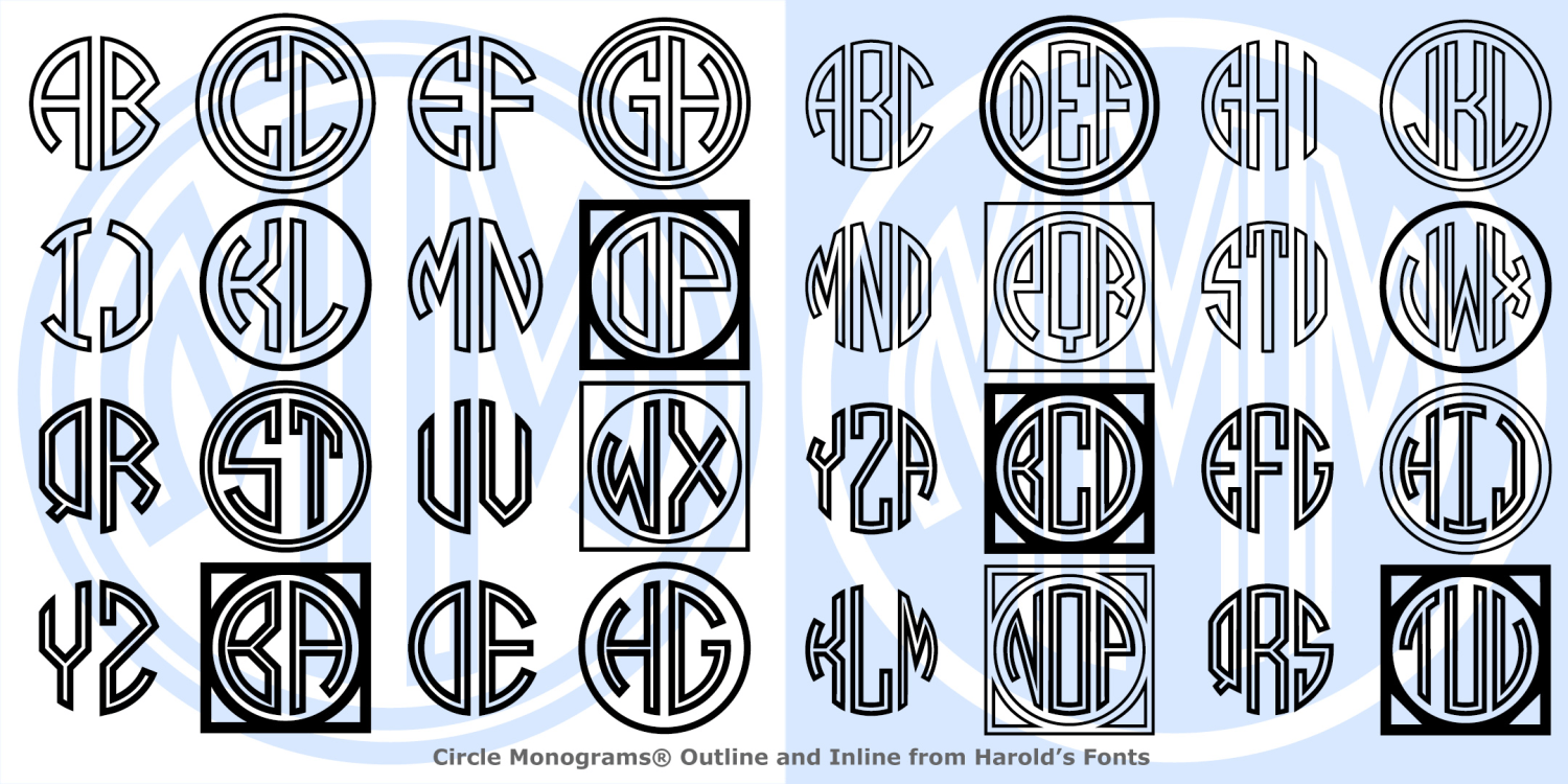 Circle Monograms Outline & Inline Poster