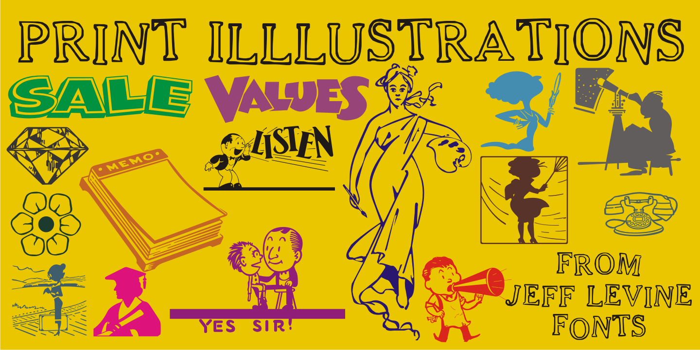 Print Illustrations Font Family Poster