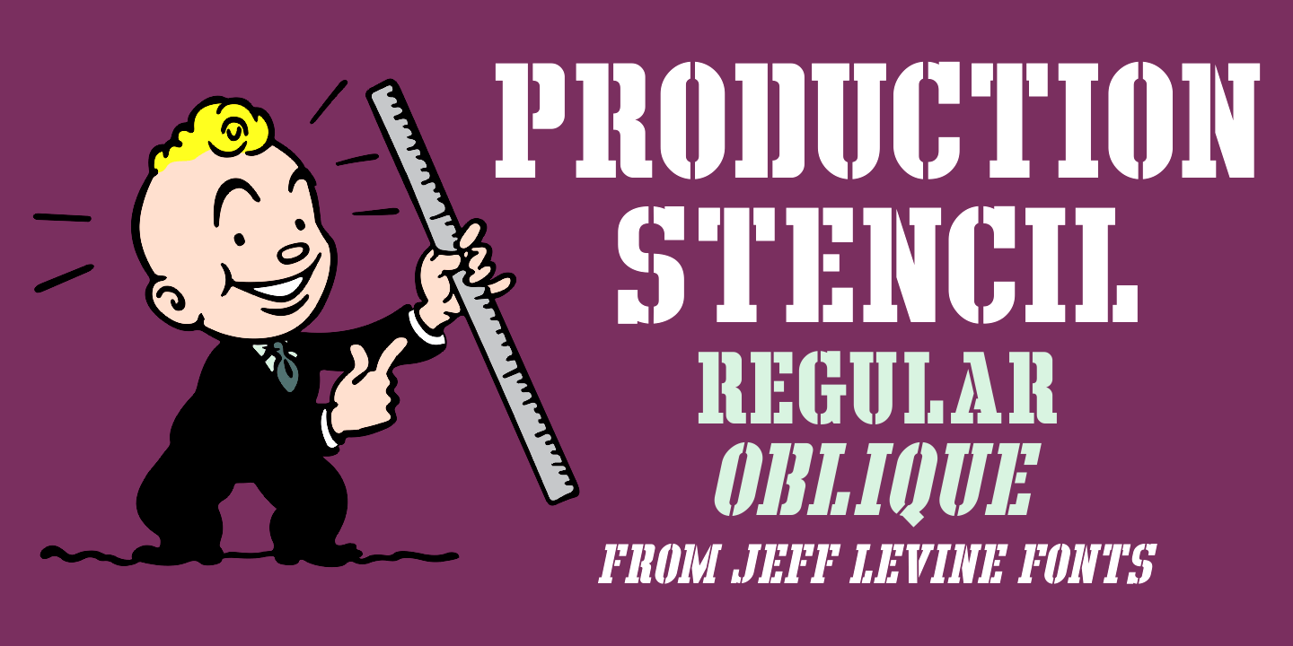 Production Stencil Font Family Poster